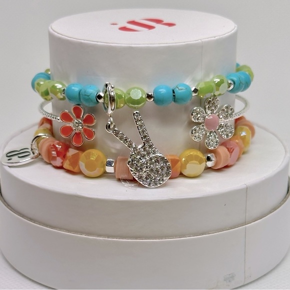 Bomb Party Jewelry - Bomb Party 3-Bracelet Spring Stack “It’s All Groovy, Baby” Peace Sign - RBP5723